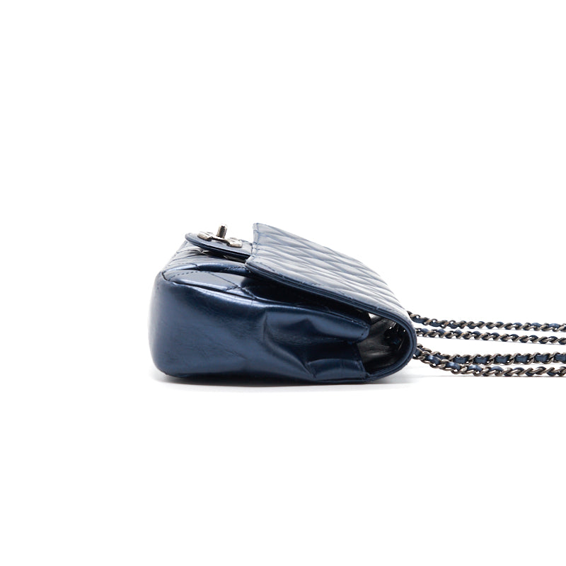 Chanel Flap Bag Dark Blue Ruthenium Hardware