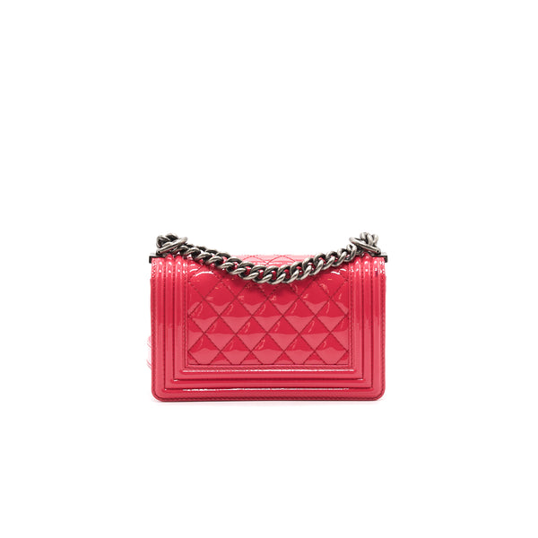 Chanel Small Leboy Patent Leather Pink Ruthenium Hardware