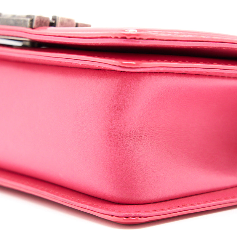 Chanel Small Leboy Patent Leather Pink Ruthenium Hardware