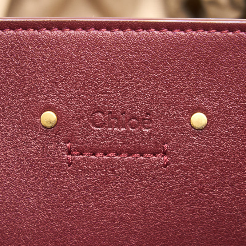 Chloe Medium Leather Bucket Bag Dark Red