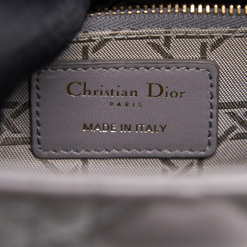 Dior Lady Dior Small Dark Grey LGHW with small scarf