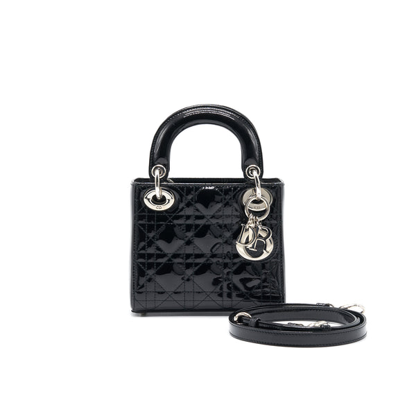 Mini lady dior black on sale patent