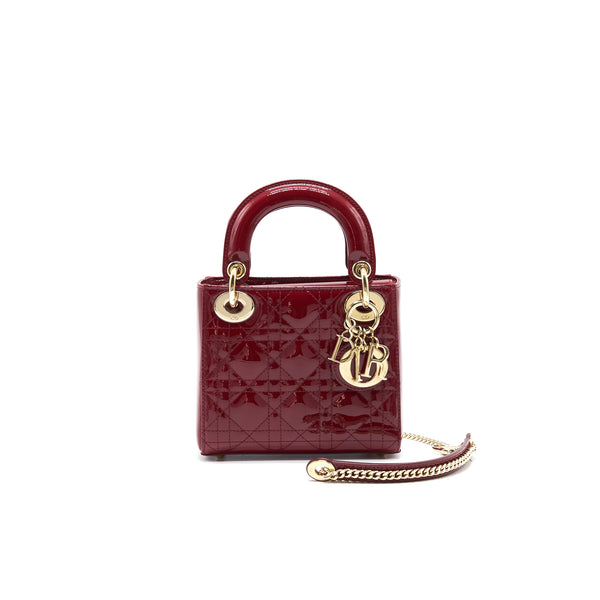 Dior Lady Dior Mini Patent Leather Red GHW