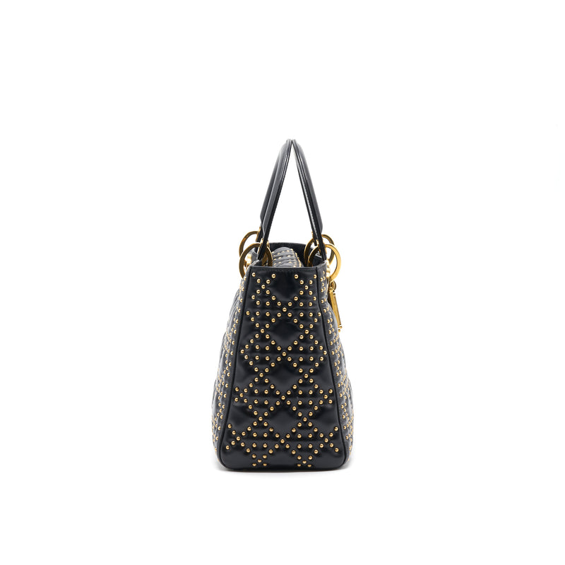 Dior Supple Lady Dior Studded Tote Bag Black GHW