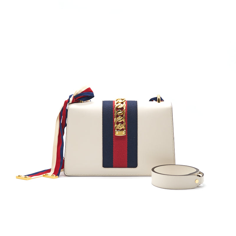Gucci Sylvie Medium White with Extra Long Strap