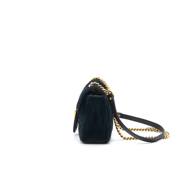 GUCCI SMALL VELVET MARMONT BLACK GHW 26CM