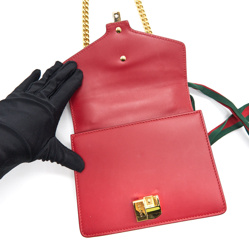 Gucci Sylvie Leather Mini Chain Bag Red