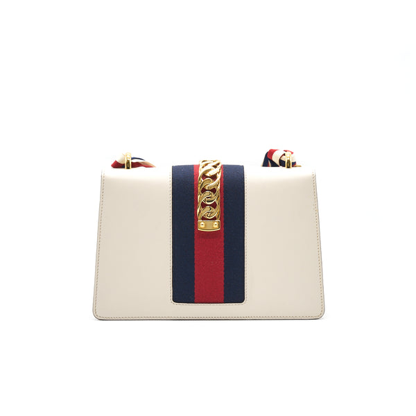 Gucci Sylvie Small Shoulder Bag White GHW (Leather Strap Missing)