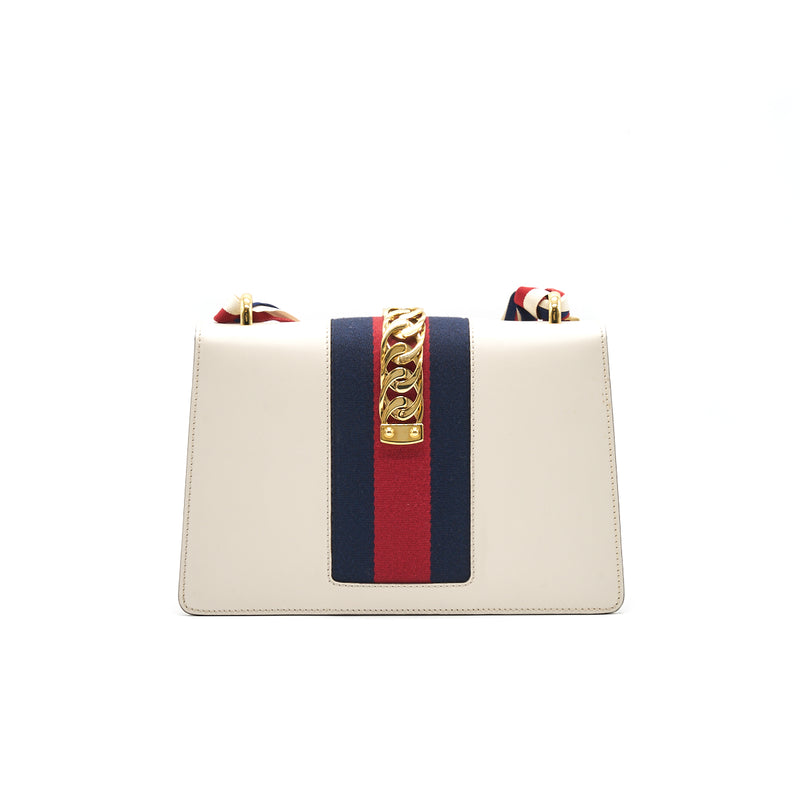 Gucci Sylvie Small Shoulder Bag White GHW (Leather Strap Missing)