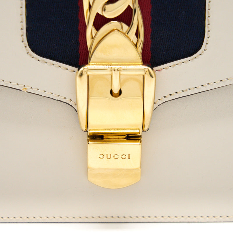 Gucci Sylvie Small Shoulder Bag White GHW (Leather Strap Missing)