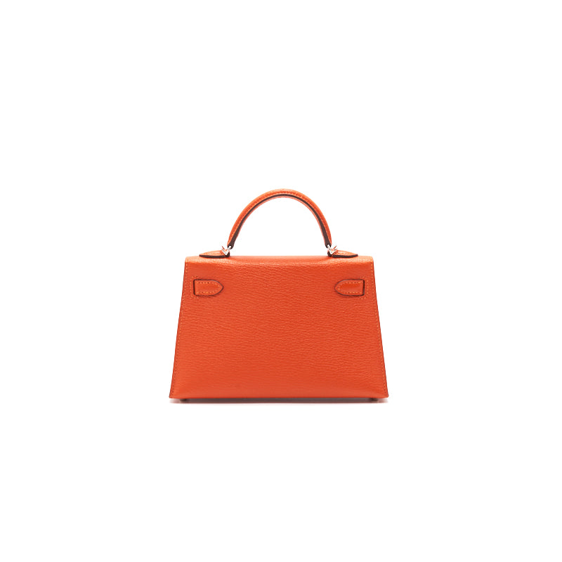 Hermes Mini Kelly Feu/ Rose Eglantine Chèvre with SHW