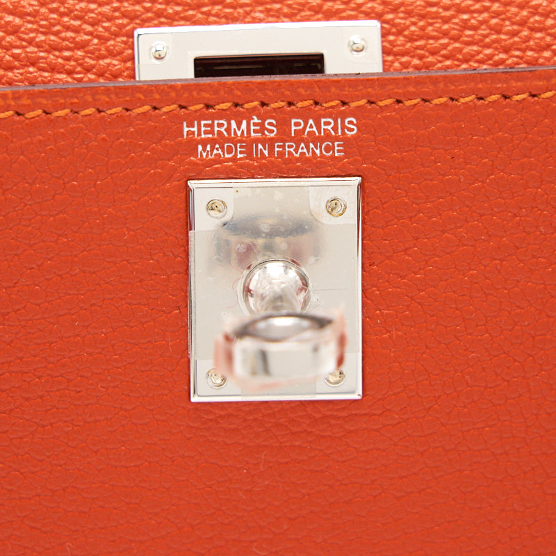 Hermes Mini Kelly Feu/ Rose Eglantine Chèvre with SHW