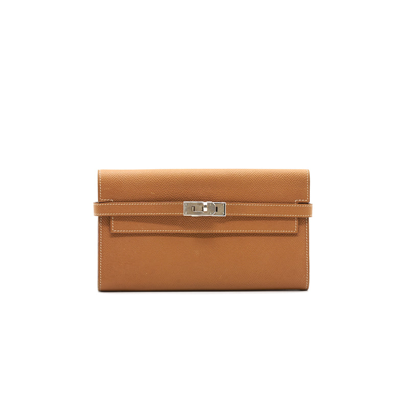 Hermes Kelly Long Wallet Gold SHW Stamp T