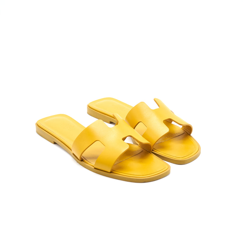 Hermes Oran Sandals Mustard Size 37.5