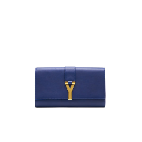 Saint Laurent YSL Clutch Y Dark Blue GHW