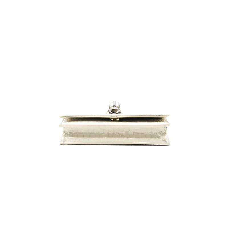 Saint Laurent /YSL Kate small chain wallet with tassel in crocodile-embossed shiny skin