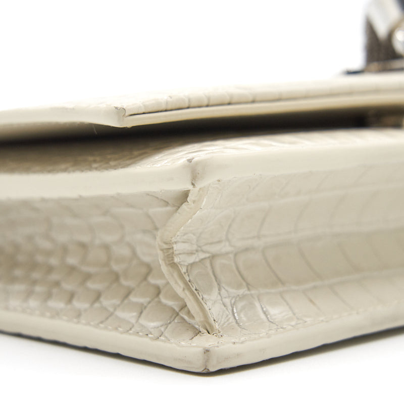 Saint Laurent /YSL Kate small chain wallet with tassel in crocodile-embossed shiny skin