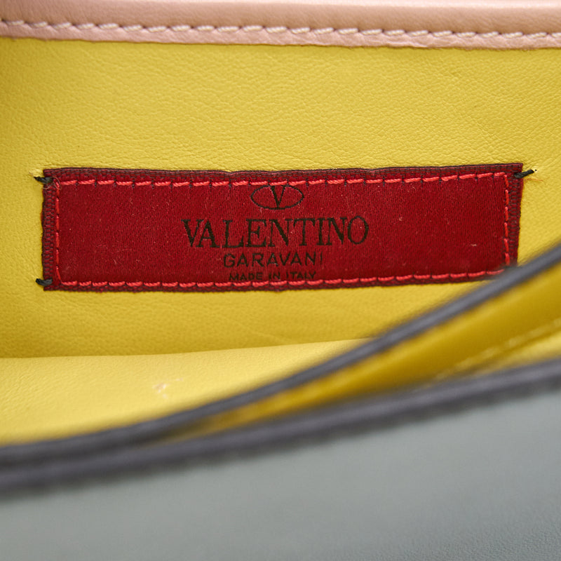 Valentino Garavani Leather Clutch Bag Studded Chain Strap Multi Colour