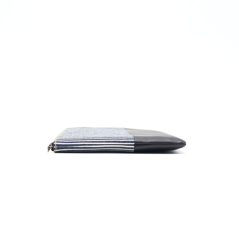 Celine Solo Clutch Striped Canvas and Leather