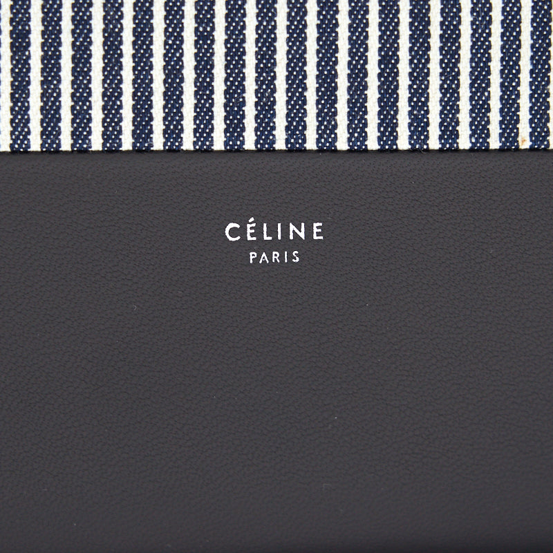 Celine Solo Clutch Striped Canvas and Leather