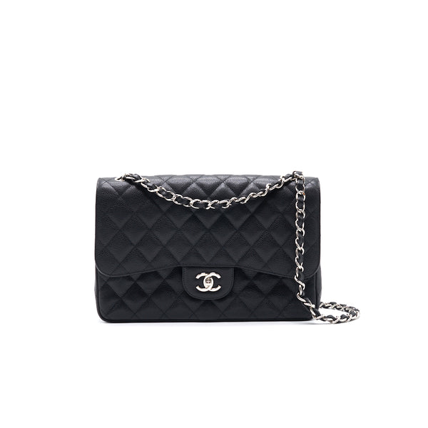 Chanel Jumbo Size Double Flap Caviar with Silver Hardware