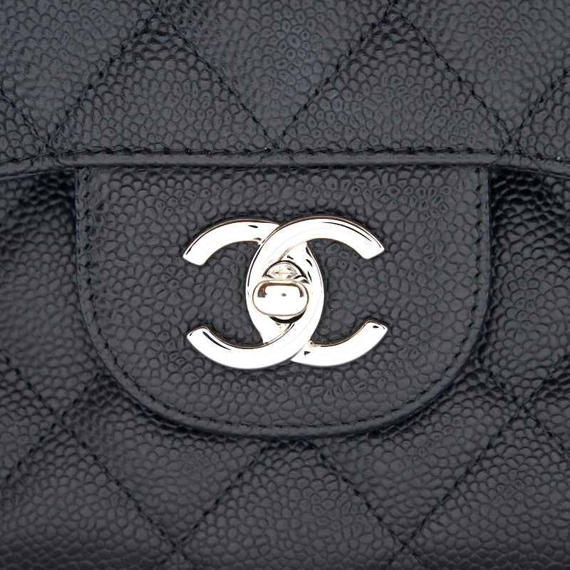 Chanel Jumbo Size Double Flap Caviar with Silver Hardware