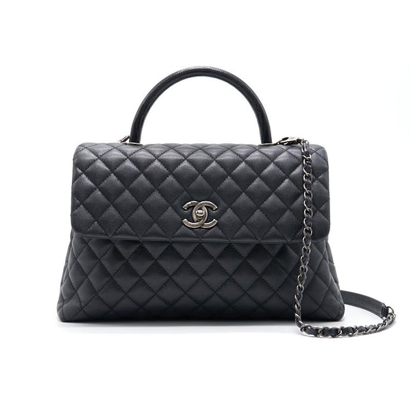 Chanel Black Large Cocohandle Bag with Lizard Handle - EMIER