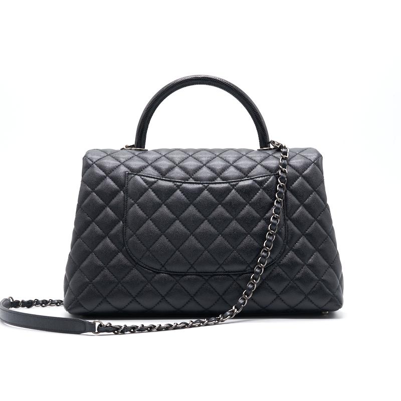 Chanel Black Large Cocohandle Bag with Lizard Handle - EMIER