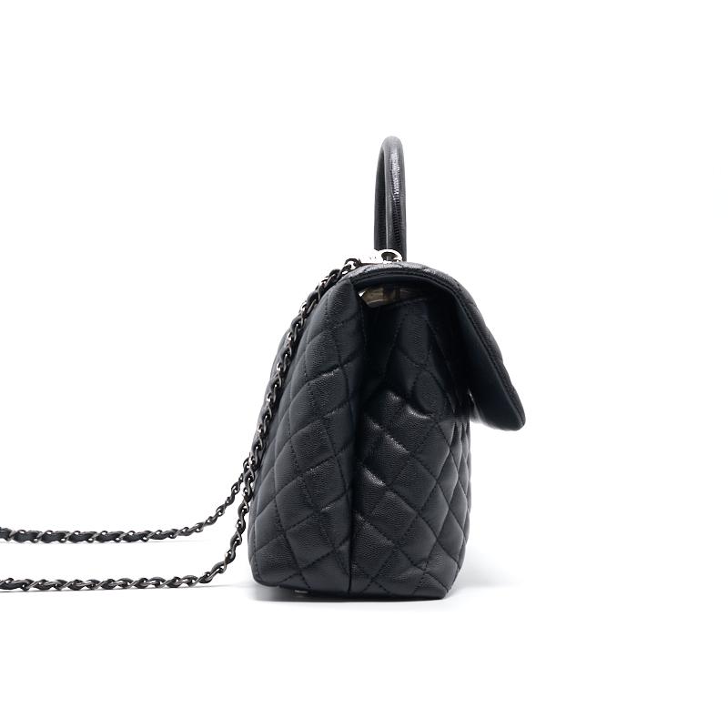 Chanel Black Large Cocohandle Bag with Lizard Handle - EMIER