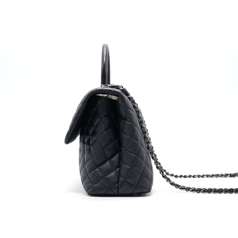 Chanel Black Large Cocohandle Bag with Lizard Handle - EMIER