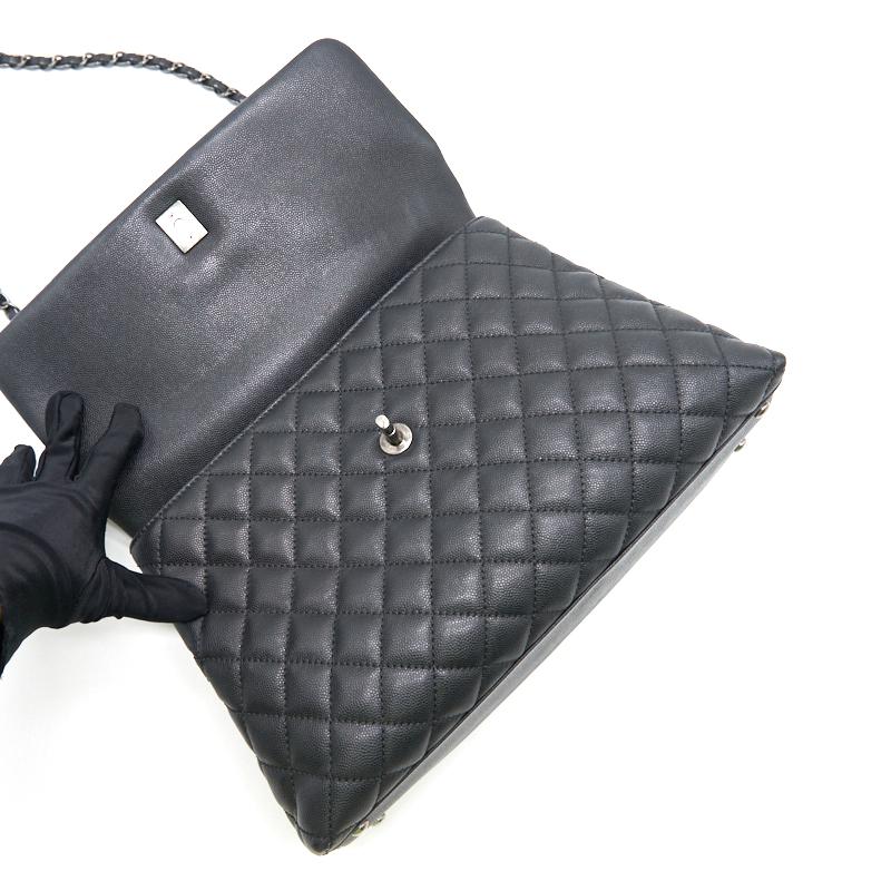 Chanel Black Large Cocohandle Bag with Lizard Handle - EMIER