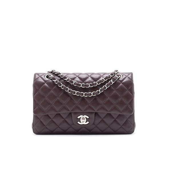 Chanel Medium cavier Classical double flap burgundy with SHW - EMIER