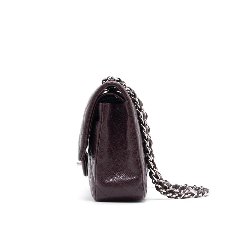 Chanel Medium cavier Classical double flap burgundy with SHW - EMIER