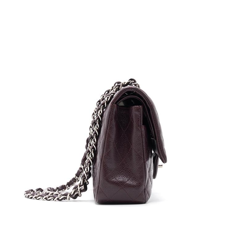 Chanel Medium cavier Classical double flap burgundy with SHW - EMIER