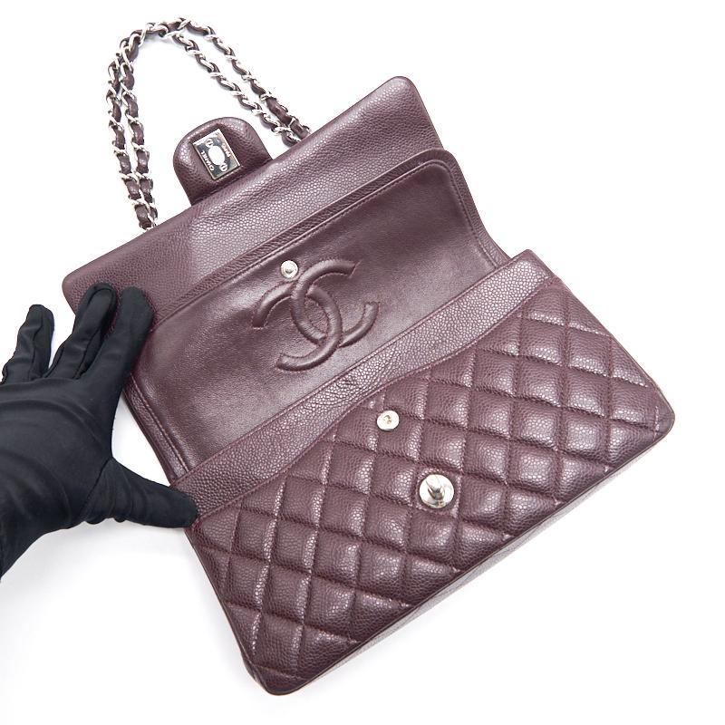 Chanel Medium cavier Classical double flap burgundy with SHW - EMIER