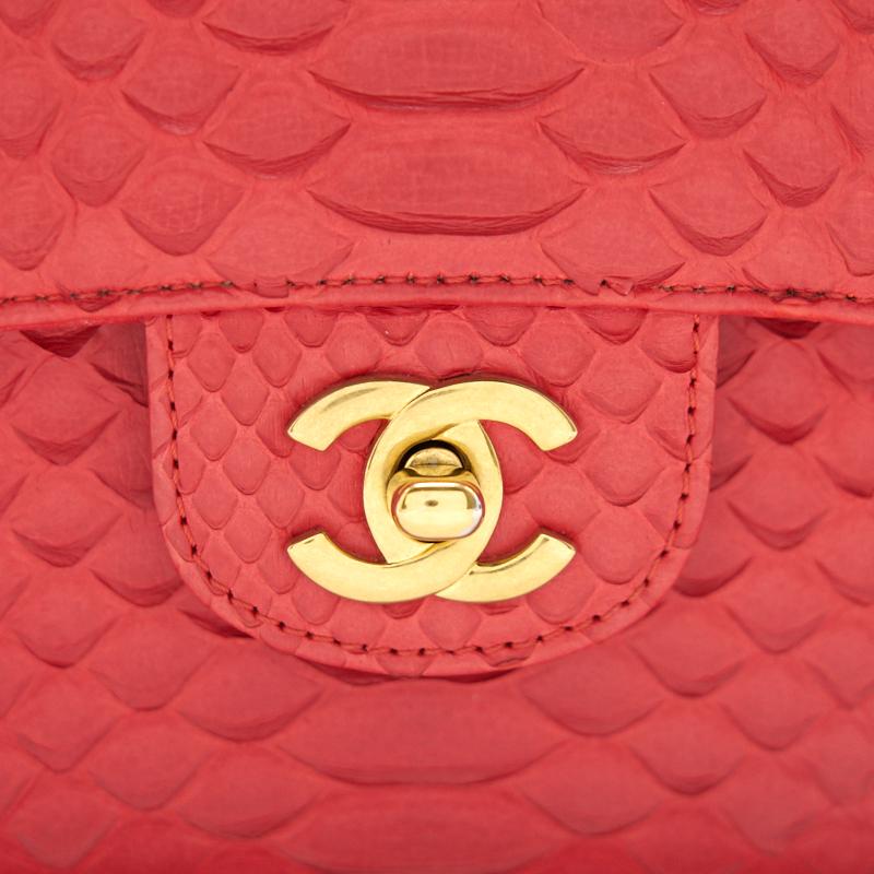 Chanel Python Skin Classic Medium Double Flap with GHW - EMIER