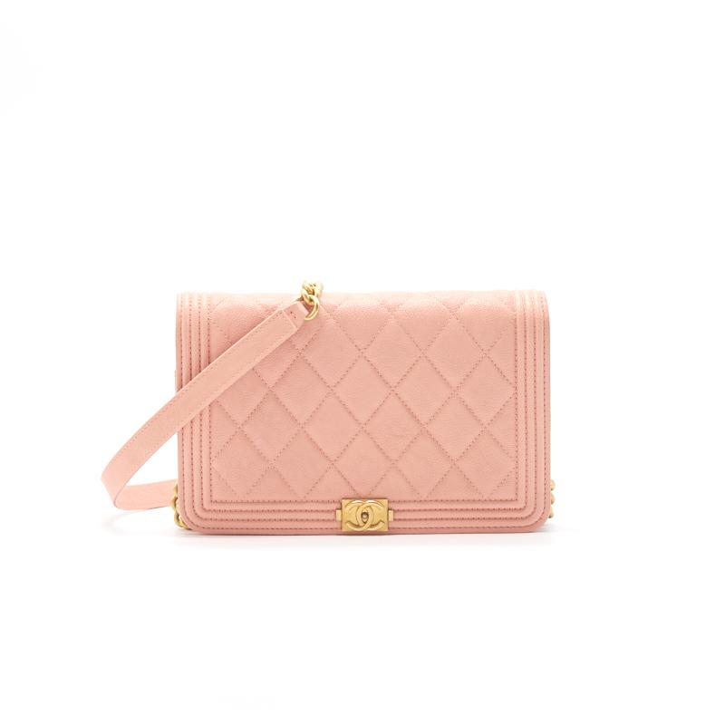 Chanel Boy Chanel Wallet on Chain cavier Pink with GHW