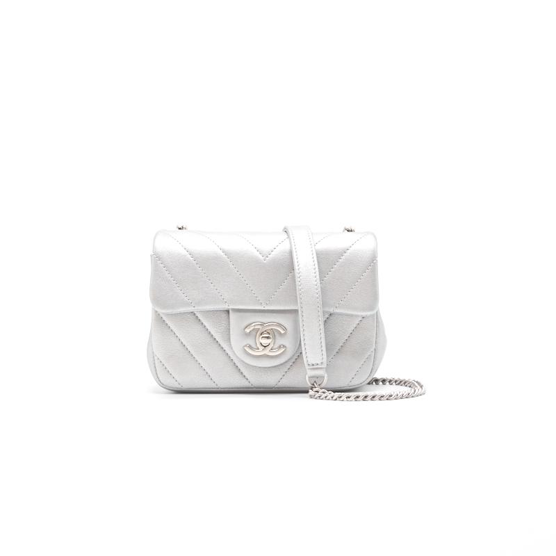 Chanel Square Mini Flap Silver - EMIER