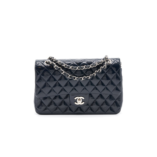 Chanel Classic Medium Double Flap Patent Leather Dark Navy with SHW