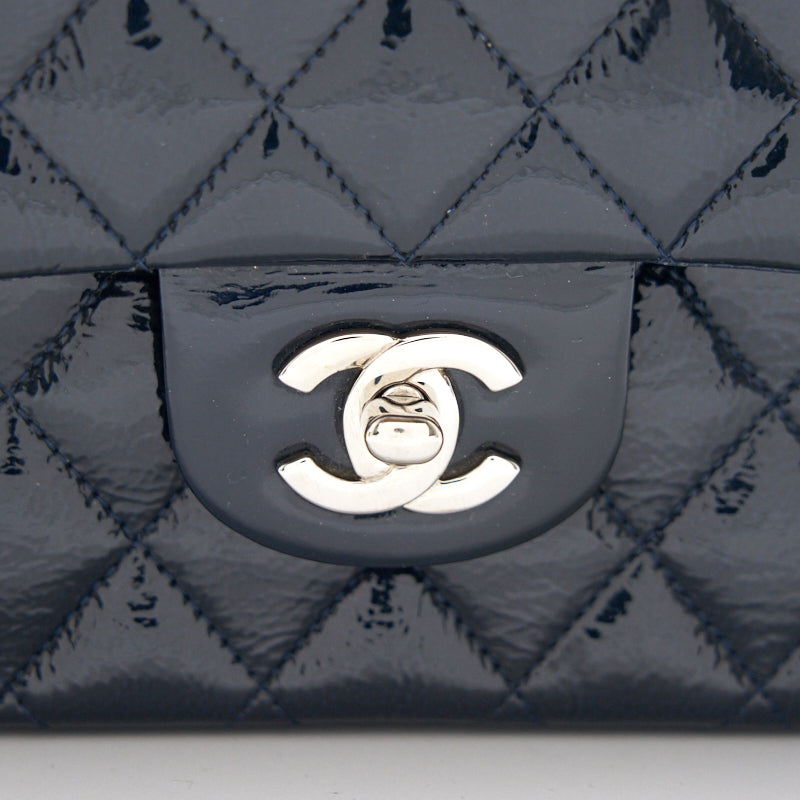 Chanel Classic Medium Double Flap Patent Leather Dark Navy with SHW