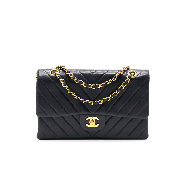 Chanel Vintage Classic Medium Double Flap Bag Black with 24K GHW