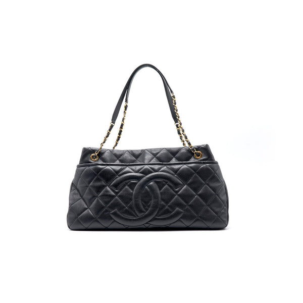 Quilted CC Timeless Caviar Pochette Black Caviar Gold Hardware