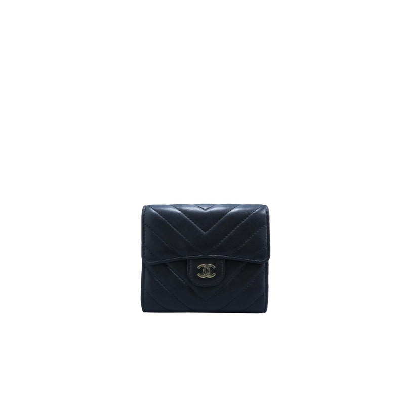 Chanel Black Chevron Lambskin Wallet - EMIER
