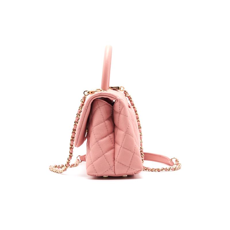 Chanel Caviar Quilted Mini Coco Handle Flap Pink - EMIER