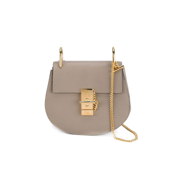 Chloe Grey Leather Mini Drew Shoulder Bag - EMIER