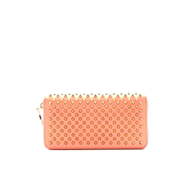 Christian Louboutin Pink Leather Studded Spike Continental Wallet - EMIER
