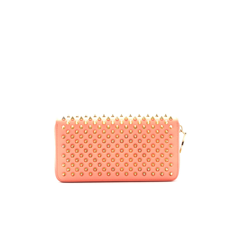 Christian Louboutin Pink Leather Studded Spike Continental Wallet - EMIER