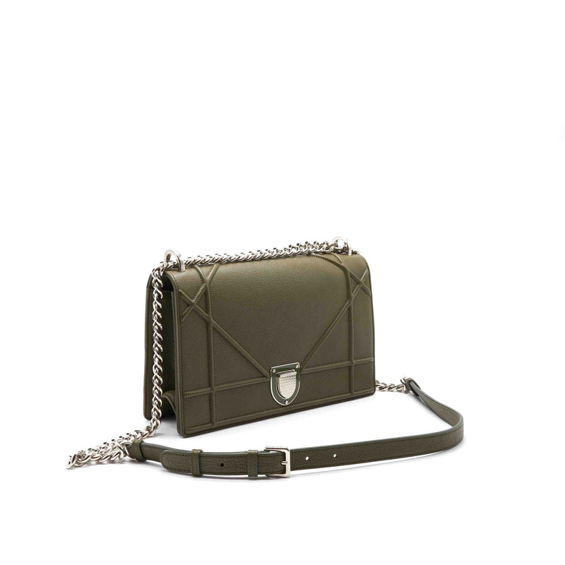 Dior Olive Leather Medium Diorama Shoulder Bag - EMIER