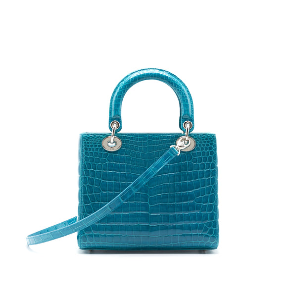 Dior alligator Medium Turquoise Lady Dior Tote