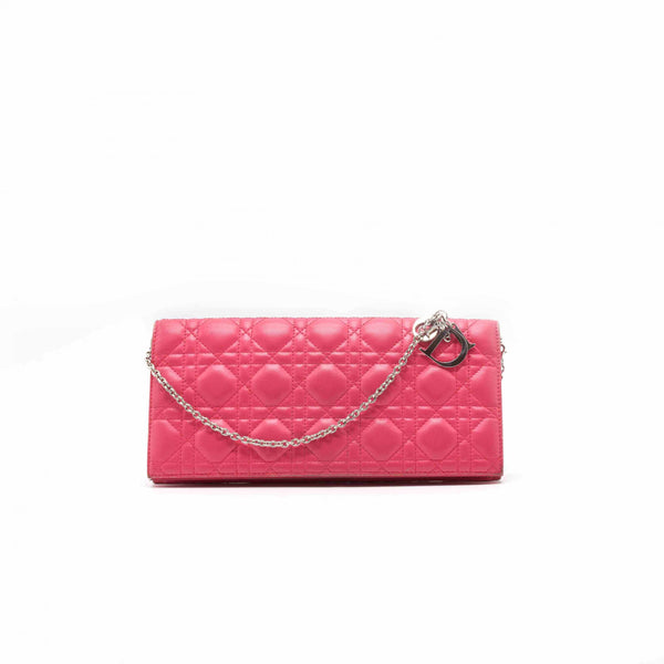 Dior Pink Cannage Quilted Leather Lady Dior Chain Clutch - EMIER